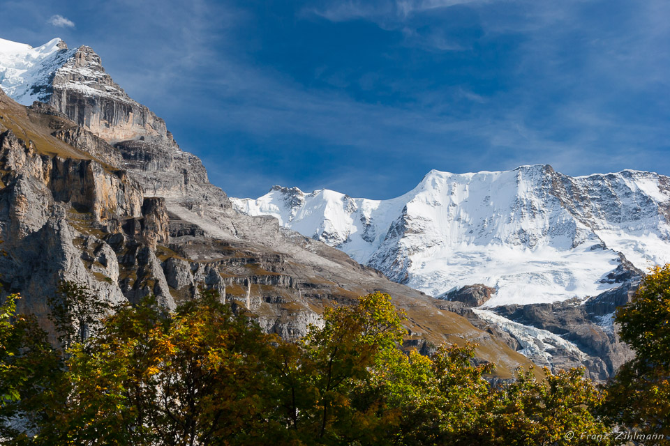 Junfrau Joch (left) with Gletcherhorn