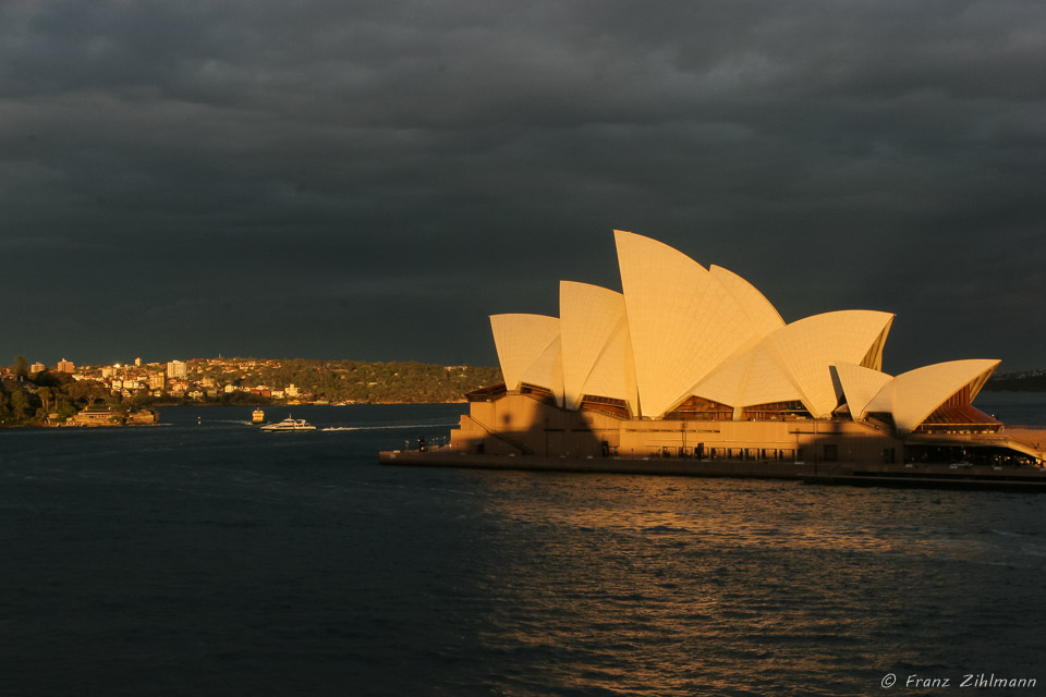 Sidney Opera House after evening rainstorm