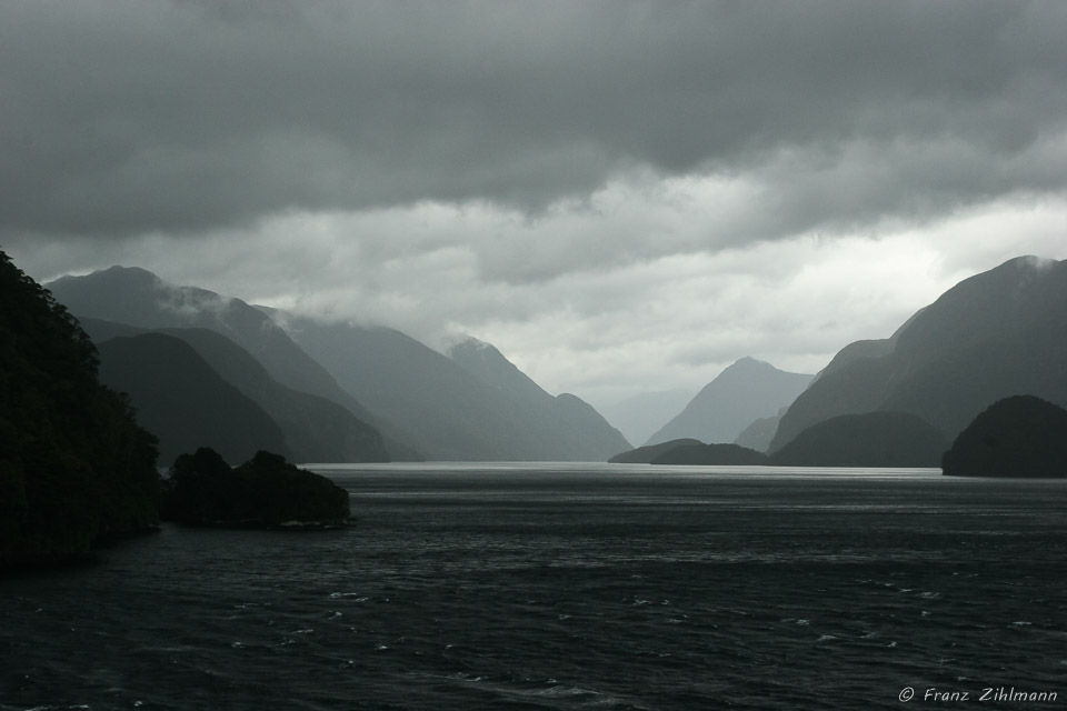 Sailing into Milford Sound, NZ